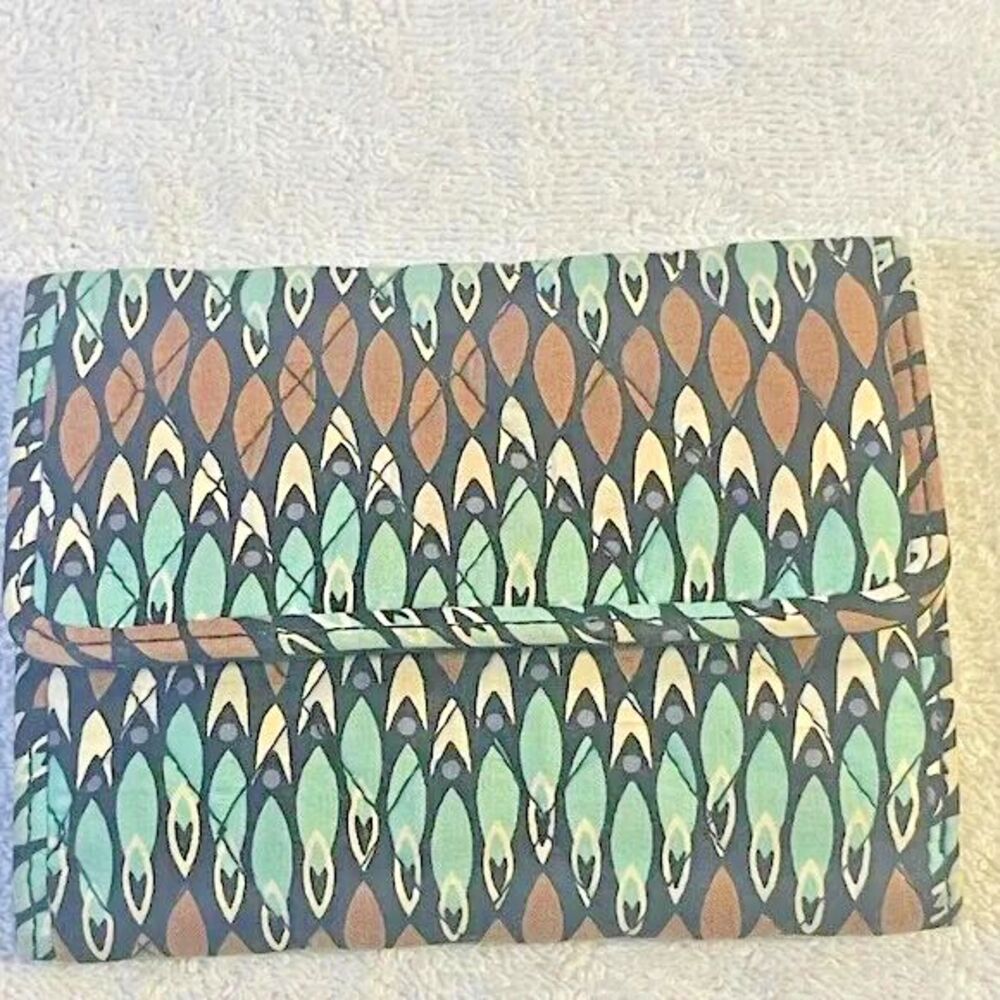 Vera Bradley Teal/Brown Patterned b Tri-fold Wallet